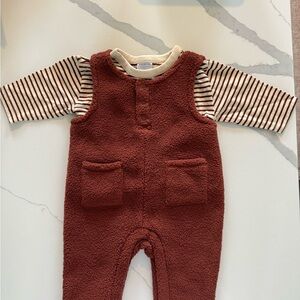 Hanna Andersson Cream and Brown Striped Baby Outfit
